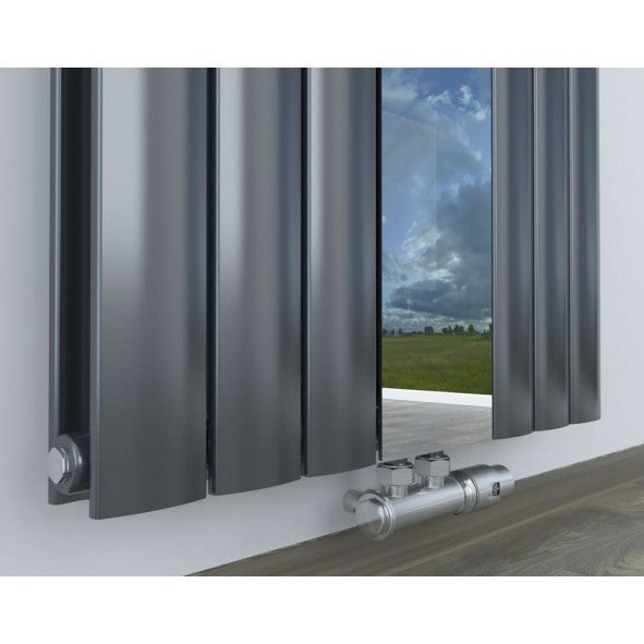 Viola 1800x550 mm Vertikal Doppellagig Ellipse Anthrazit Paneelheizkörper