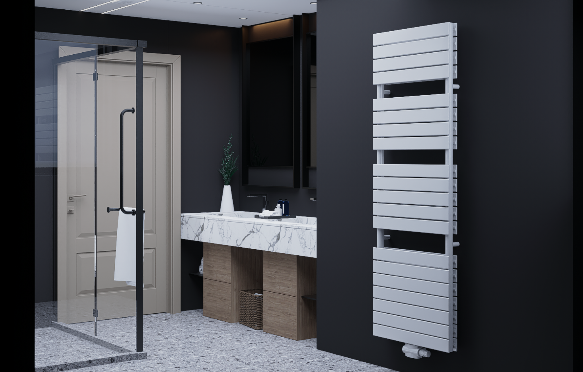 Equa Duble 1800x600 mm Vertikal Doppellagig Flach Stahl Weiß Paneelheizkörper