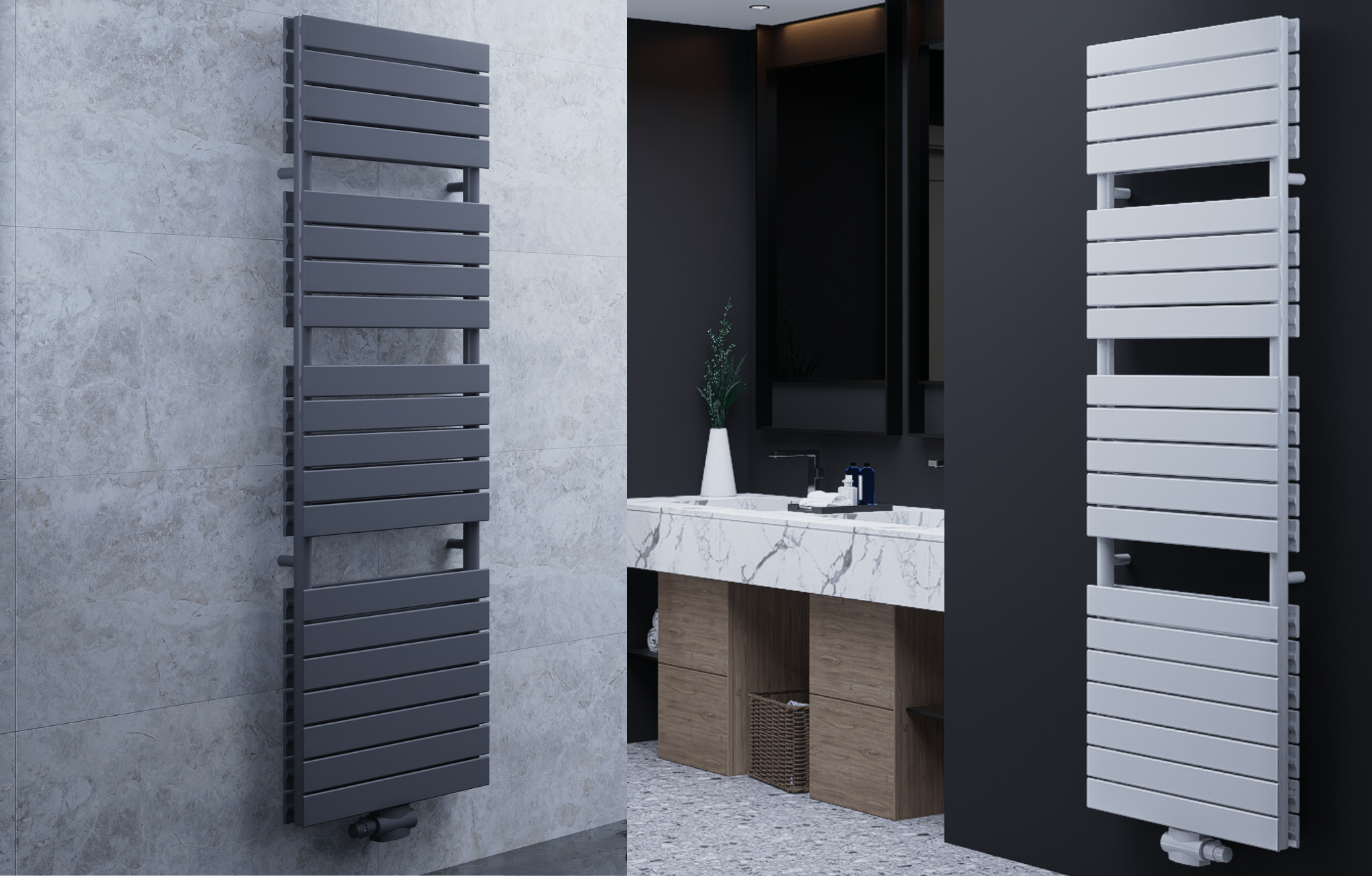 Equa Duble 1800x600 mm Vertikal Doppellagig Flach Stahl Weiß Paneelheizkörper