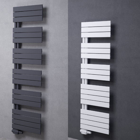 Edge Einlagig Flach Vertikal Handtuchwärmer Anthrazit oder Weiß