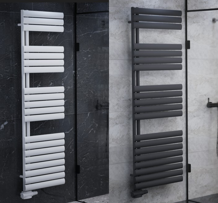 Eldor Einlagig Ellipse Vertikal Handtuchwärmer Badheizkörper Weiß  & Anthrazit