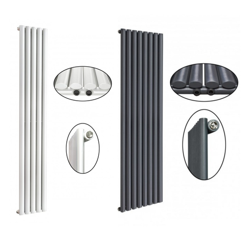 Elipso 60*30 Einlagig NEU Ellipse Vertikal Mittelanschluss Paneelheizkörper Weiß Anthrazit - Görsel 1