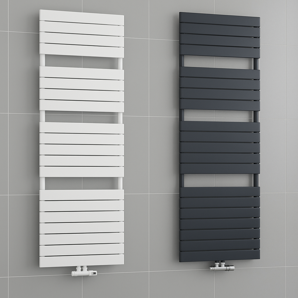 Equa Vertikal Einlagig Flach Badheizkörper Handtuchwärmer Mittelanchluss Weiß & Anthrazit