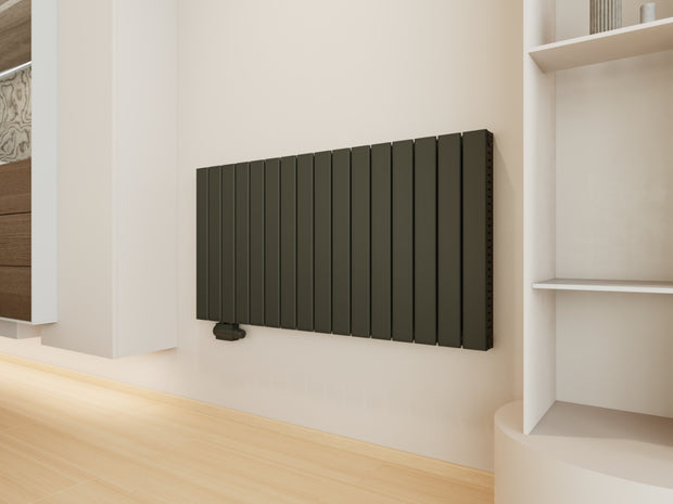Wonder 1168x600 mm Horizontal Doppellagig Flach Anthrazit Paneelheizkörper