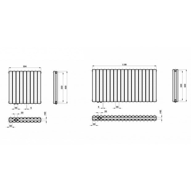 Elipso 600x604 mm Horizontal Doppellagig Ellipse Weiß Paneelheizkörper