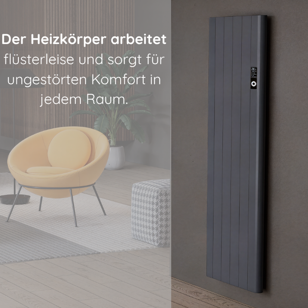 Alure 1600x544 mm Vertikal Horizontal Doppellagig Flach Aluminium Wifi Wand Elektroheizung mit Thermostat Effizient WLAN-fähig Konvektor Anthrazit Paneelheizkörper