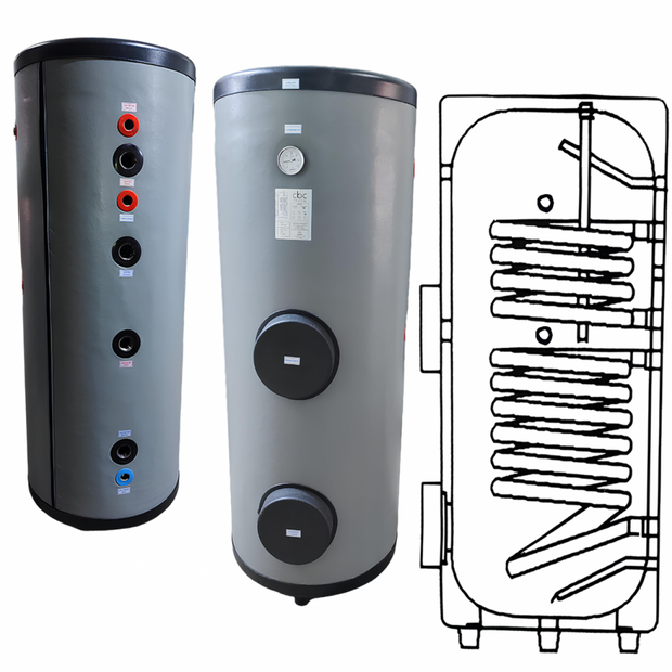 Trinkwasserspeicher Warmwasserspeicher Solarspeicher Brauchwasserspeicher 2 Wärmetauscher 300L