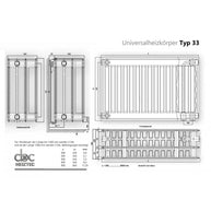 Universalheizkörper Paneelheizkörper Typ33 Kompakt Ventilheizkörper 6 Anschlüsse + Zubehör