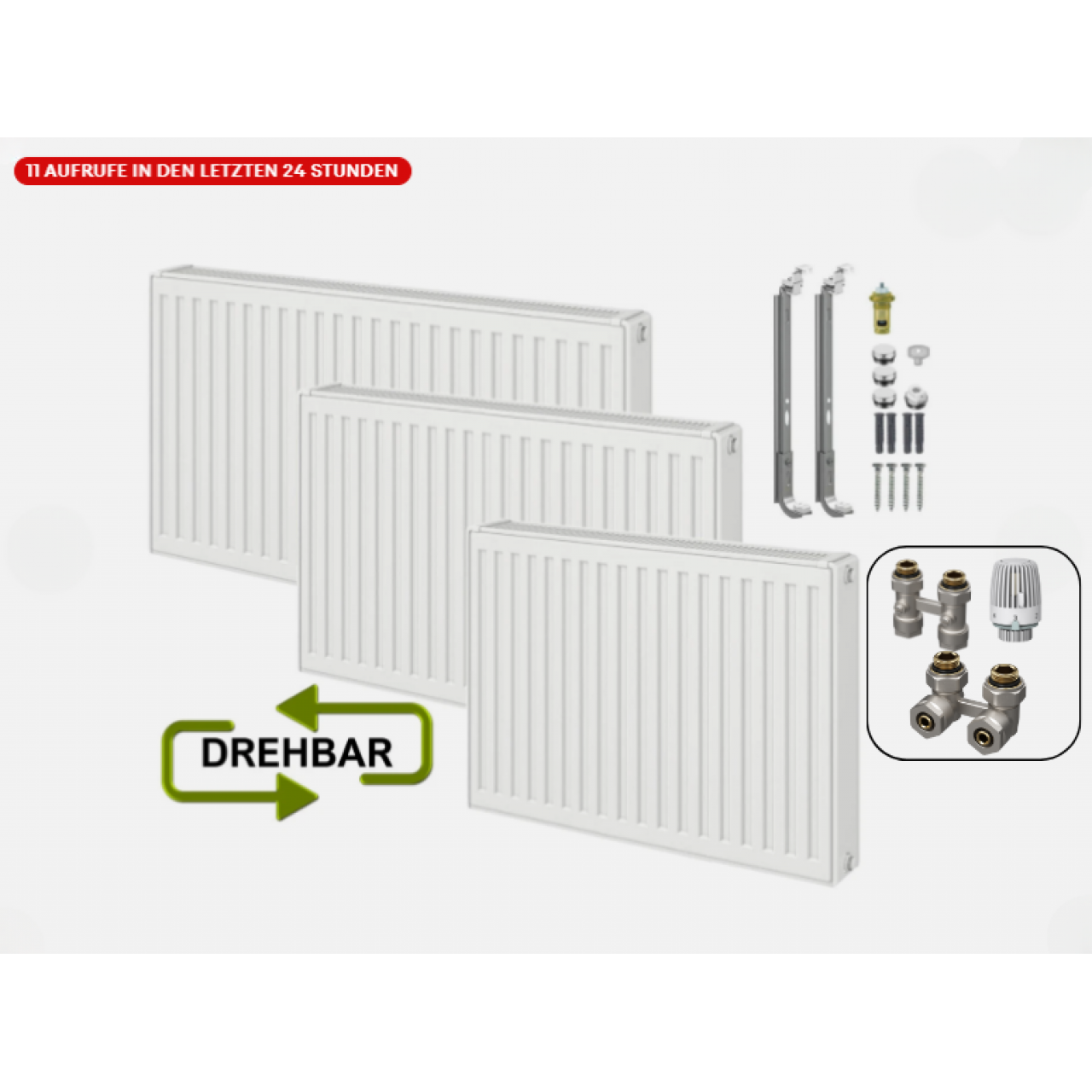 Universalheizkörper Paneelheizkörper Typ22 Kompakt Ventilheizkörper 6 Anschlüsse + Zubehör