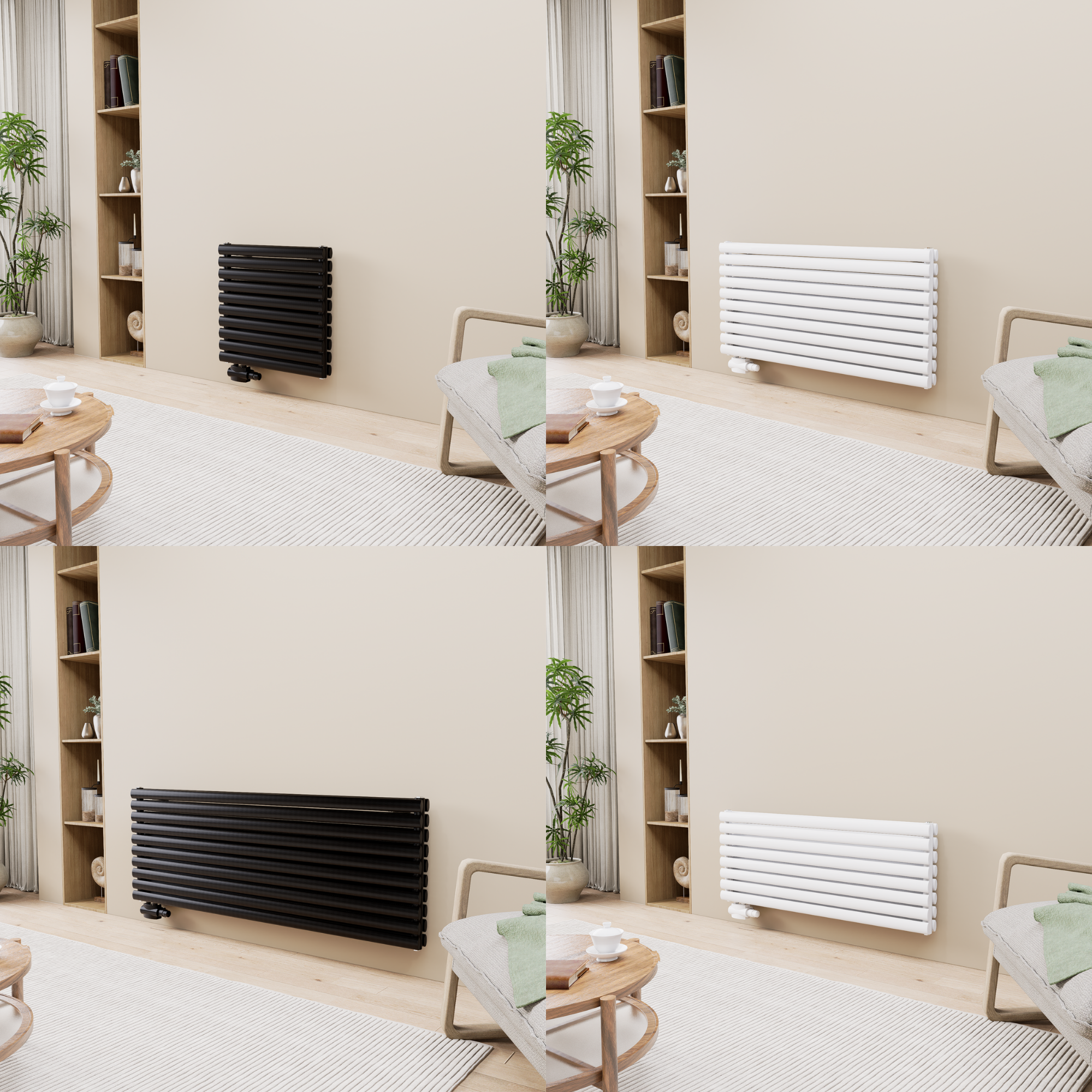 Vormico Ellipse Horizontal Desing Mittelanschluss Heizkörper Doppellagig Wandheizkörper Weib oder  Schwarz