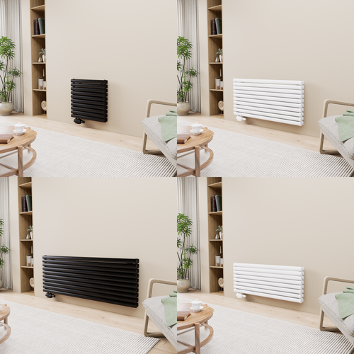 Vormico Ellipse Horizontal Desing Mittelanschluss Heizkörper Doppellagig Wandheizkörper Weib oder  Schwarz - Görsel 1