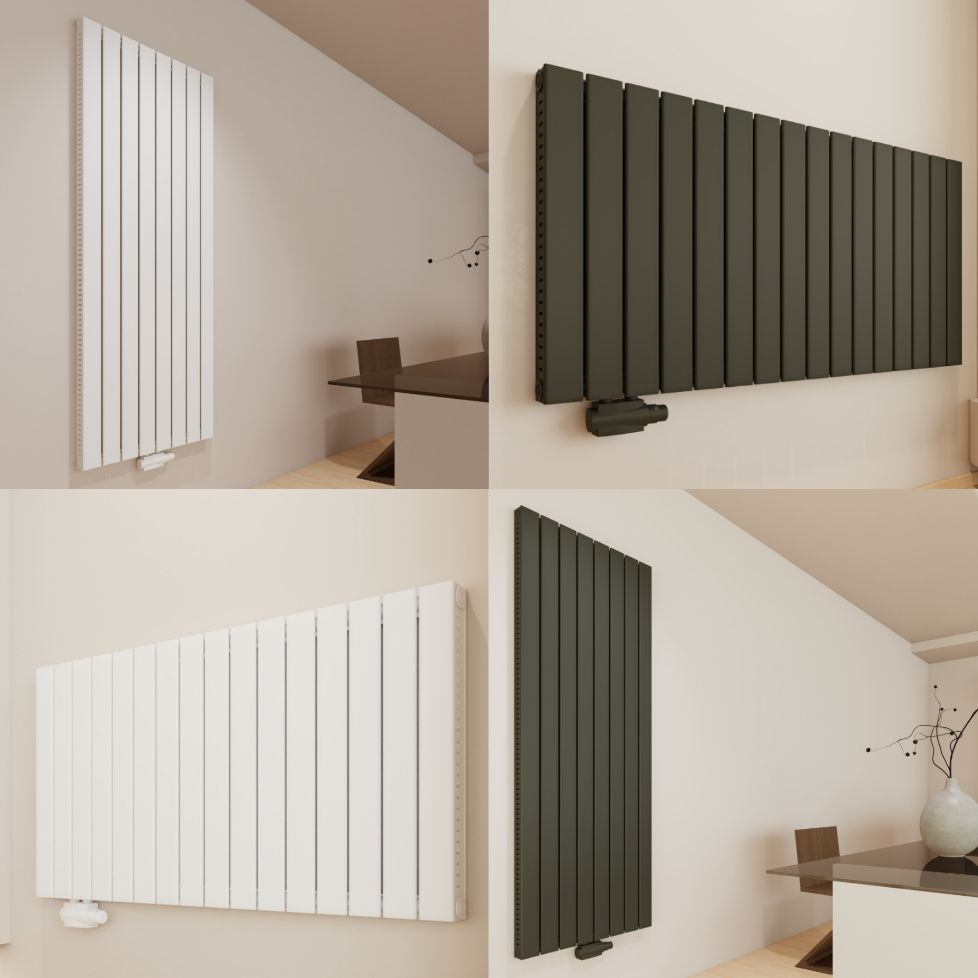 Wonder Flach Heizkörper Doppellagig Vertikal & Horizontal Anthrazit oder Weiß